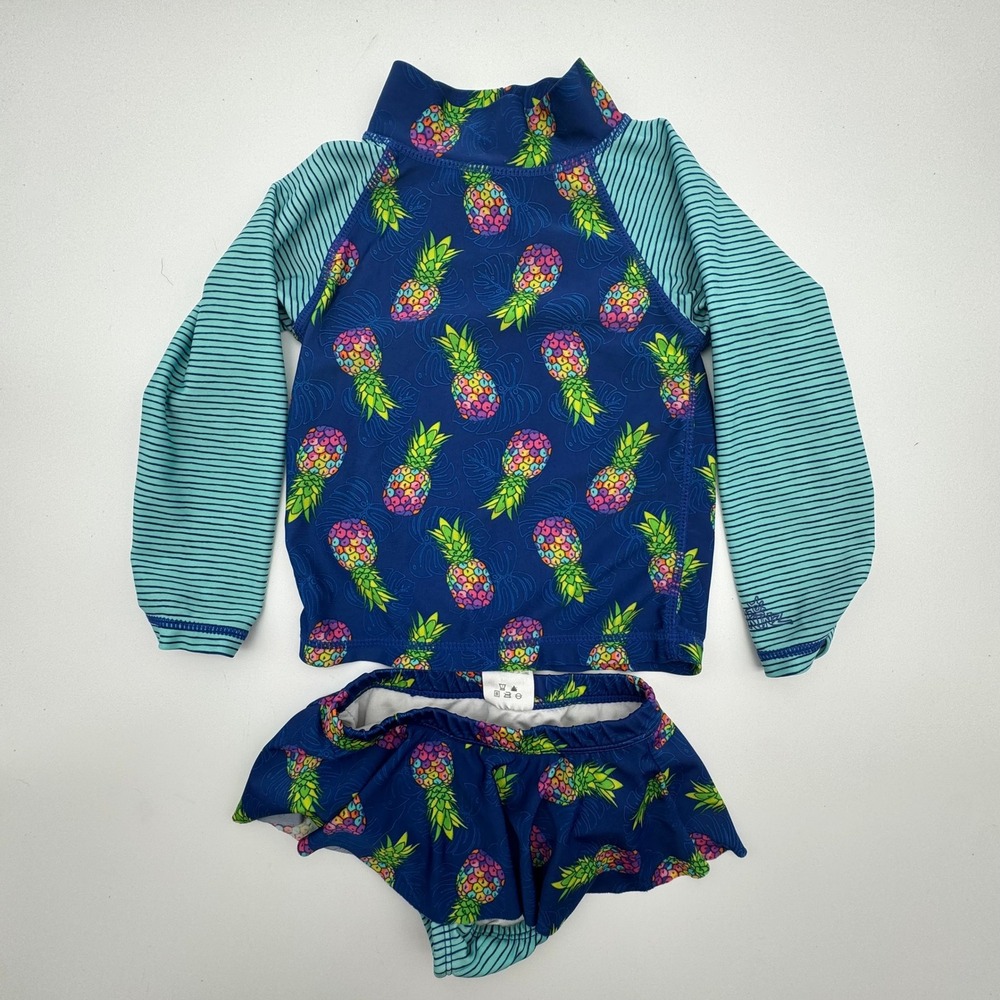 UV Skinz UPF 50+ Pineapple Rash Guard Swim Set Girls Size 4T Long Sleeve